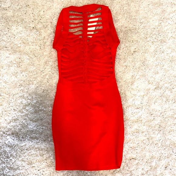 WOW Couture Orange curve fitted bandage dress. - Picture 2 of 3